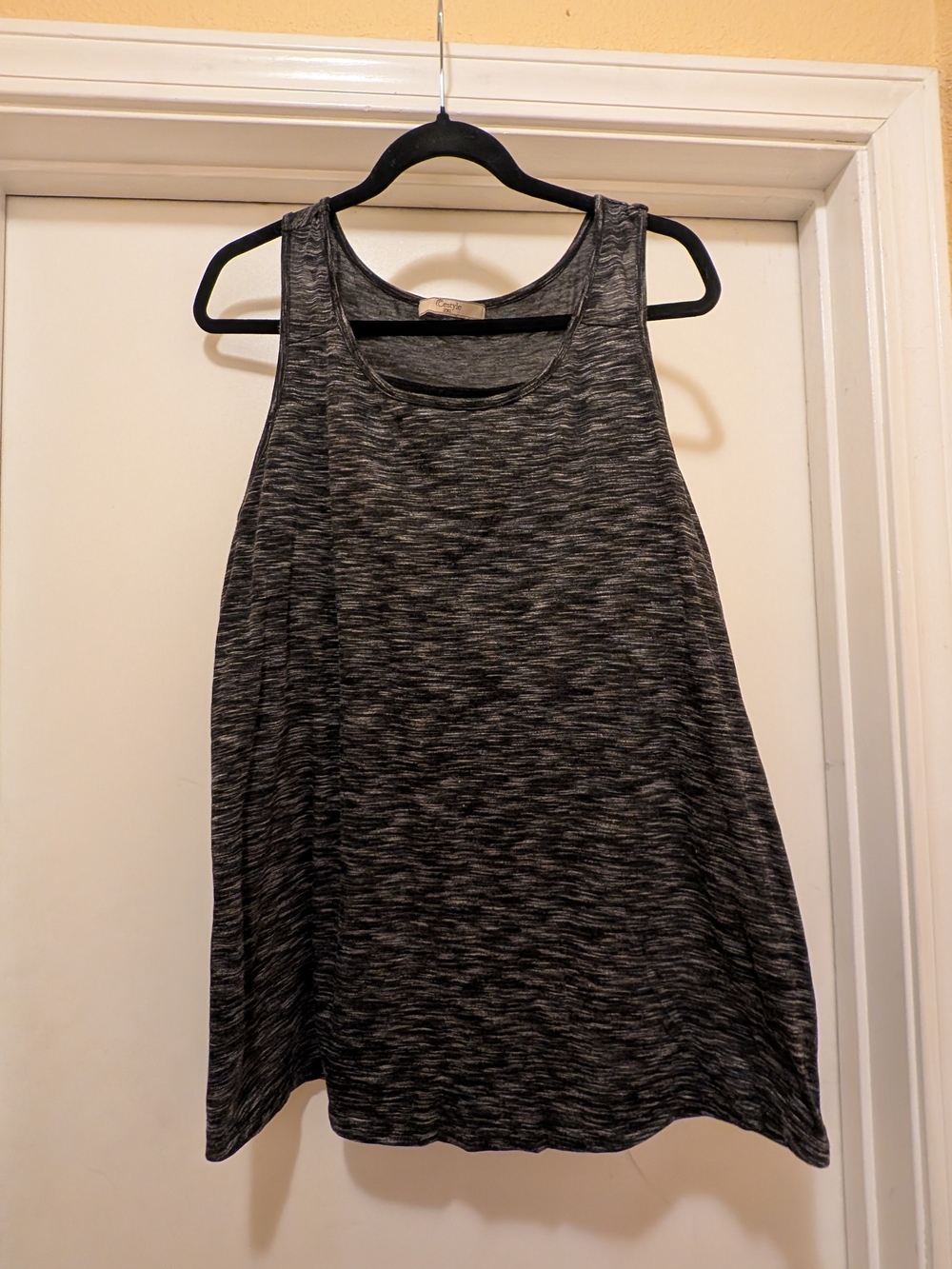 Cestyle 2XL Black Gray Heathered Workout Tank Built-In Shelf Bra